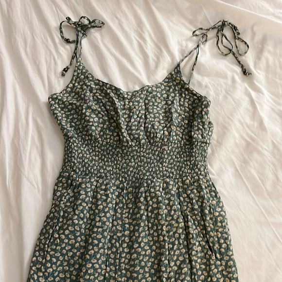 American Eagle Outfitters Pants - NWT AEO Green Daisy Floral Wide Leg Tie Straps Jumpsuit